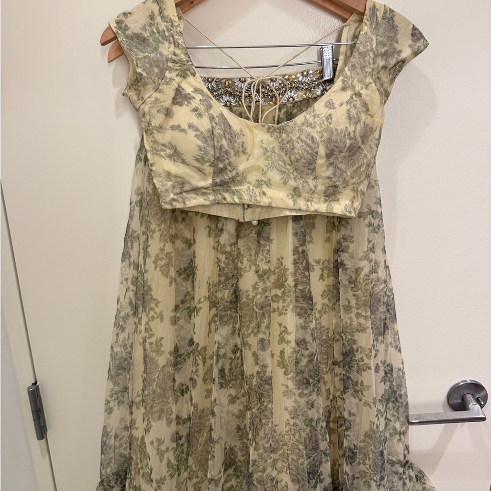 Ethnic Indian Wear Olive and Beige Maxi Dress by HolicChic by Megha - Picture 3 of 6